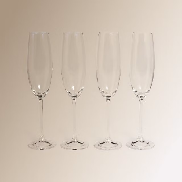 Juego de 4 copas de champán Natalia de El Corte Inglés en cristal transparente