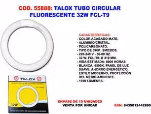 Tubo circular fluorescente Fplus Talox T9 de 32W con 1920 lúmenes y luz blanca fría, Diámetro: 31 cm