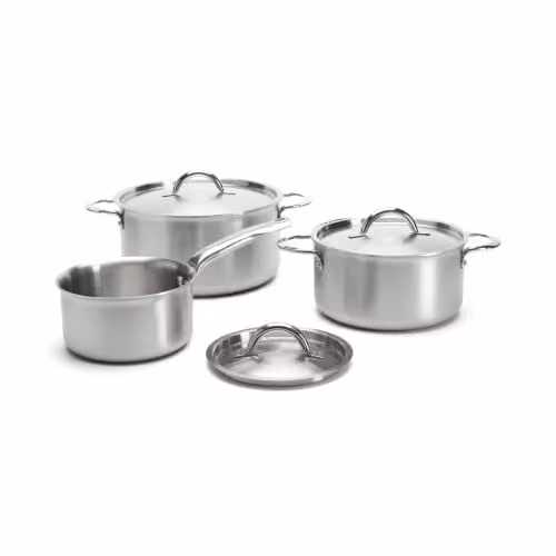 Set de cacerolas con tapas De Buyer Alchimy de 6 piezas en acero inoxidable color plata