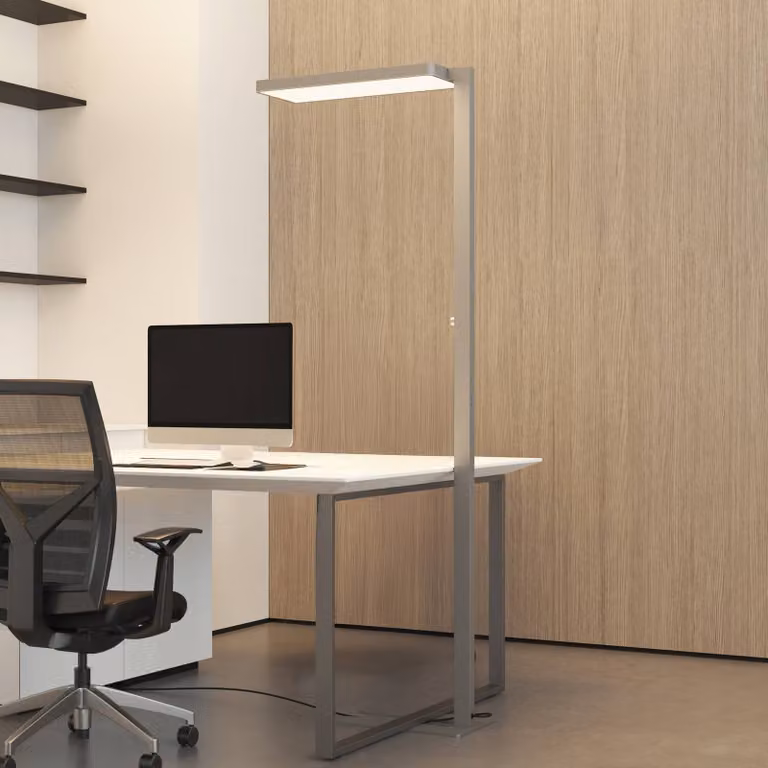 Lámpara de pie LED Arcchio Timon de diseño moderno en color plateado y gris, atenuable, con potencia de 54 W y Altura: 195 cm