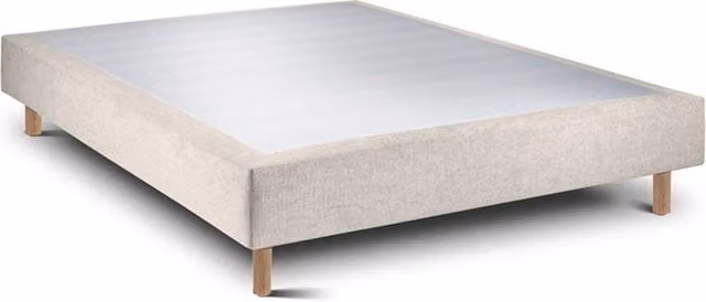 Base de cama rígida Indream Tribu Pearl en color beige con somier de madera de pino y lamas fijas, An/P/Al: 150 x 190 x 35 cm