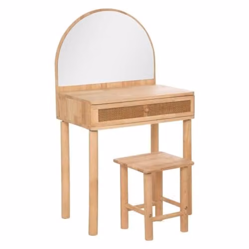 Tocador con taburete de estilo country de Atmosphera Createur d'Interieur en madera y cristal color beige y marrón