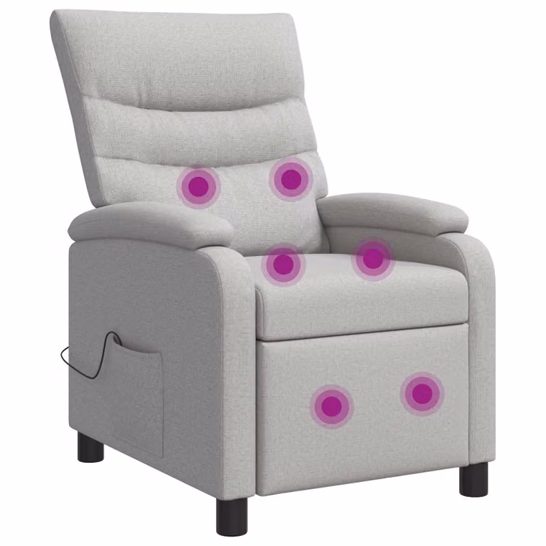 Silla de masajes reclinable vidaXL en color gris nube con acabado en tela y diseño moderno para adultos