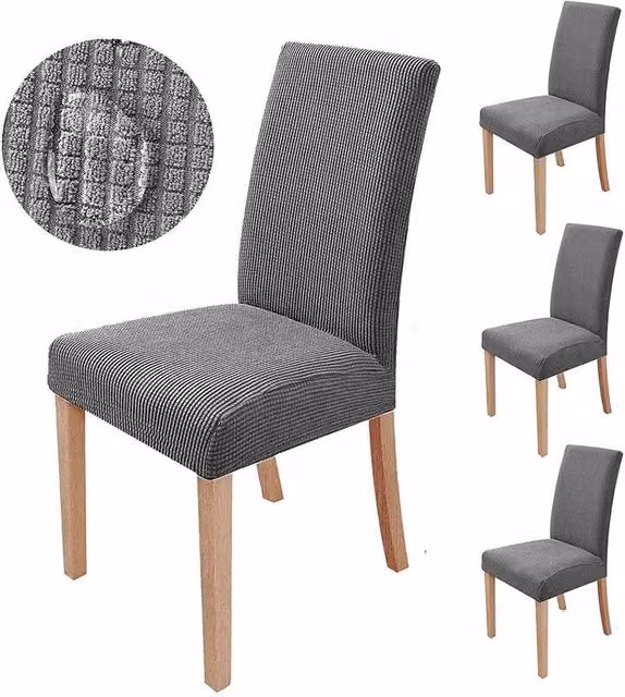 Pack de 6 fundas elásticas para sillas de comedor XISRENS en color gris, resistentes a las manchas y lavables a máquina