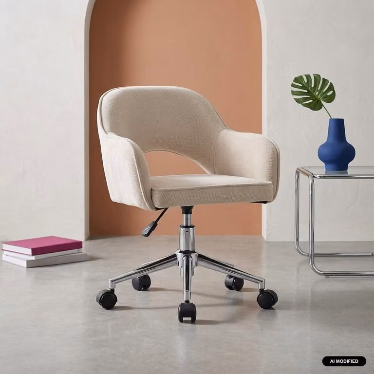 Silla de oficina infantil Jim Kid con ruedas, beige, An/P/Al: 51 x 52 x 72 cm