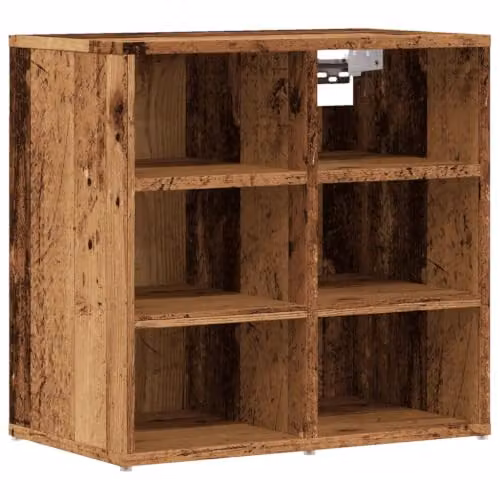 Armario zapatero Helloshop26 de estilo rústico en color marrón, fabricado en madera y MDF, con puertas abatibles y estantes internos, An/P/Al: 52 x 30 x 50 cm