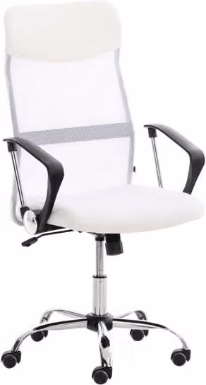 Silla de oficina ergonómica Washington blanca con reposabrazos y ruedas An/P/Al: 60 x 53 x 110 cm