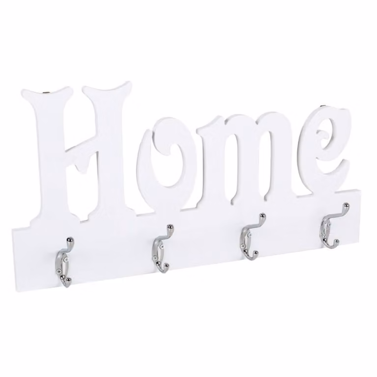 Percha decorativa Wanderlust Deco de madera de paulownia y metal en color blanco con acabado brillante An/P/Al: 50 x 25 x 8 cm