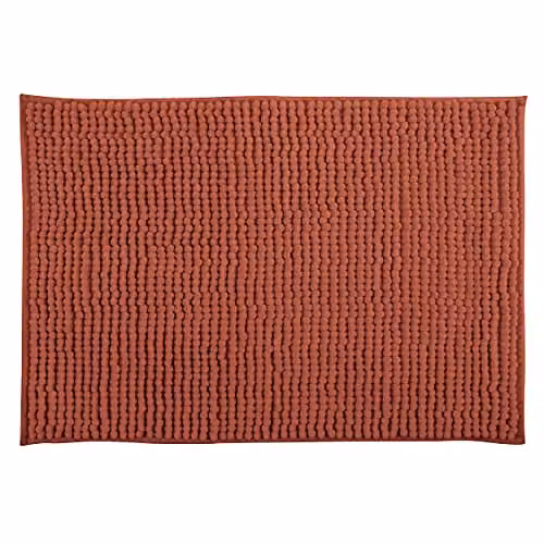 Alfombra de baño de microfibra de chenilla MSV, antideslizante y lavable, color naranja, An/P: 60 x 60 cm