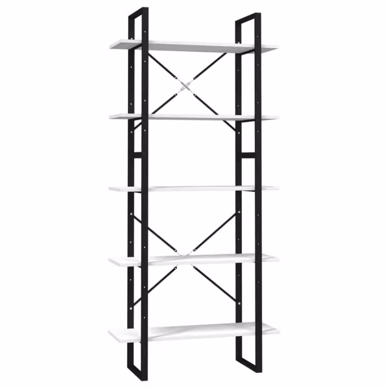 Estantería librería Maison Chic de 5 niveles en madera de pino y metal color blanco An/P/Al: 80 x 30 x 175 cm
