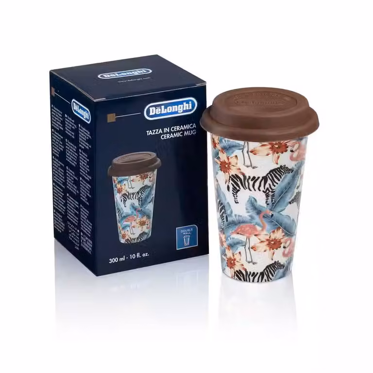 Taza de cerámica de doble pared De'Longhi multicolor de 300 ml DLSC067