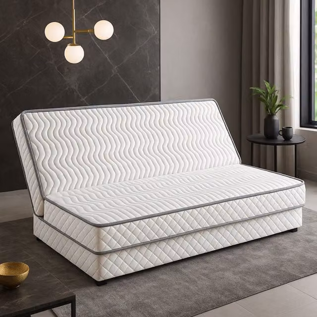 Pack de Colchón Muy Firme para Clic Clac Provence Literie Blanco con Protector Impermeable y Almohada Viscoelástica, An/P/Al: 130 x 190 x 15 cm