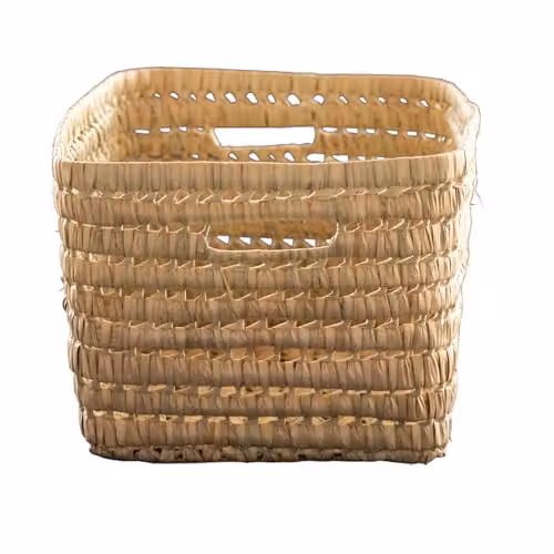 Cesta de almacenamiento rectangular Palm de Home Maison en color beige con tejido abierto de ratán y esparto, An/P/Al: 24 x 37 x 24 cm