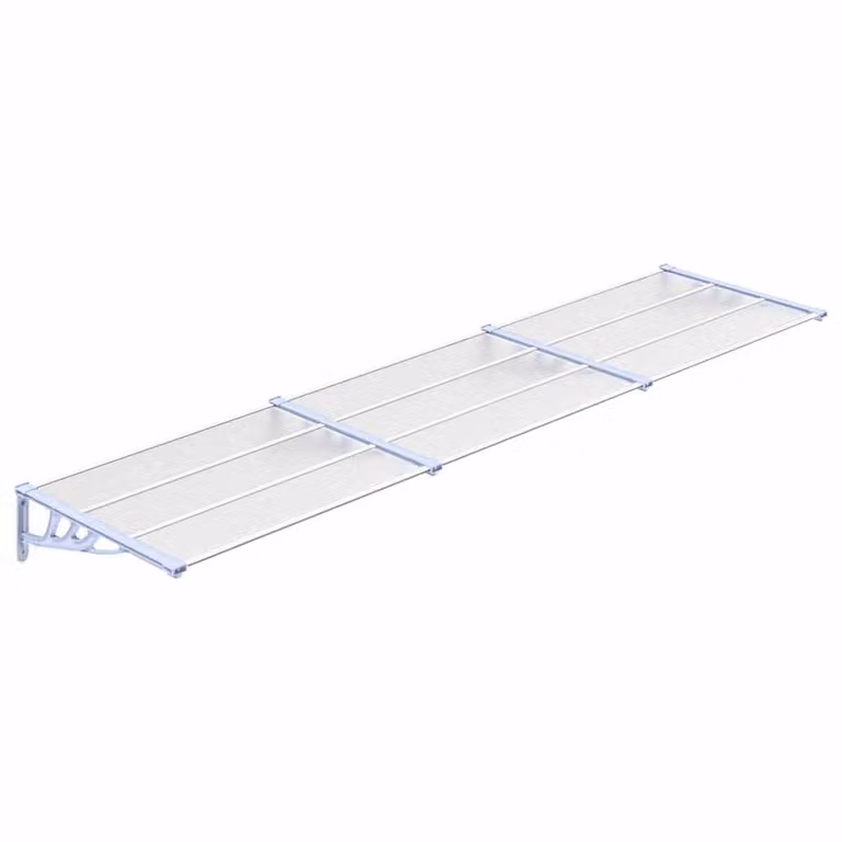Marquesina para puerta vidaXL de policarbonato y aluminio en gris y transparente, An/Al: 358,5 x 90 cm