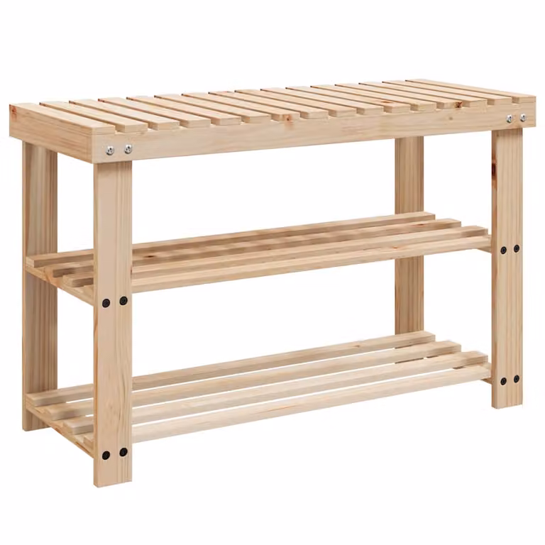 vidaXL Banco Zapatero 2 en 1 de Madera Maciza de Abeto en Color Marrón y Beige An/P/Al: 90 x 29 x 45 cm