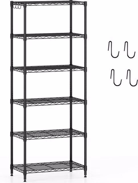 Estantería de metal ajustable NORTHIX de 6 niveles en color negro para cocina, An/P/Al: 150 x 59 x 34 cm