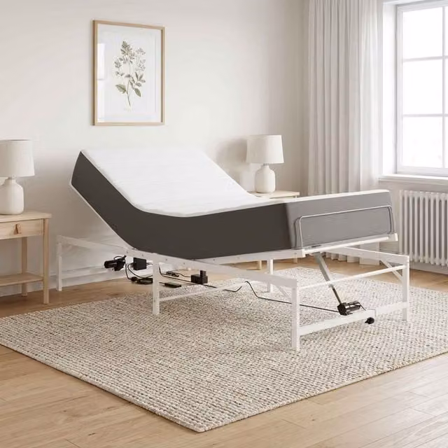 Estructura de cama ajustable eléctrica vidaXL en metal blanco An/P: 74.5 x 190 cm