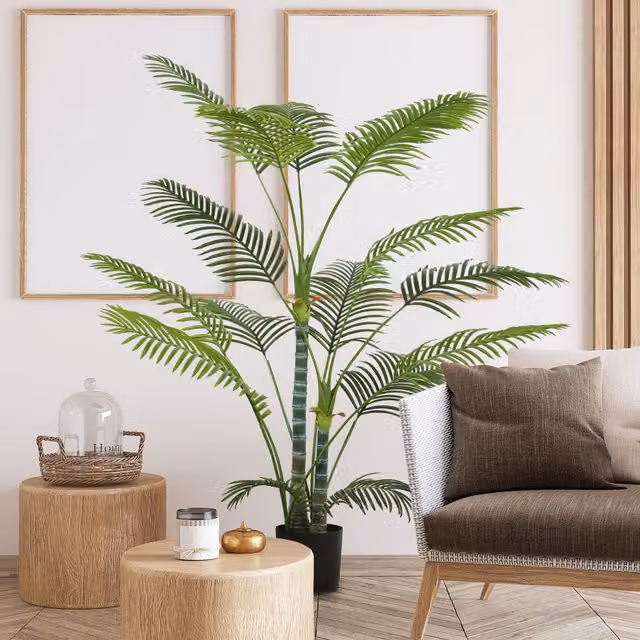 Palmera Artificial Decorativa PZCC de 170 cm con Maceta y Hojas Verdes para Interior