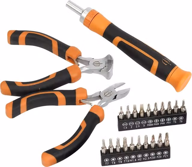 Set de alicates y destornilladores Magnusson de acero inoxidable color naranja