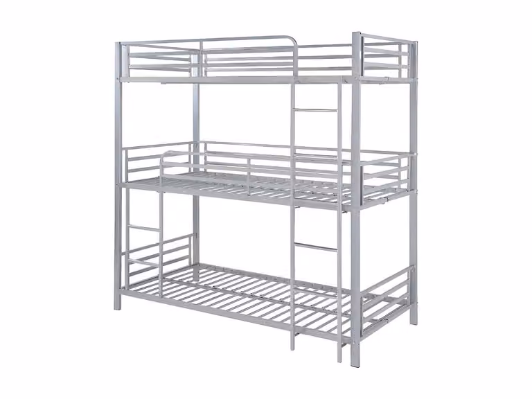 Cama litera de metal VENTE-UNIQUE para adultos, color gris, An/P/Al: 190 x 90 x 205 cm