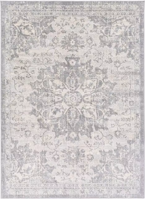 Alfombra vintage oriental Livabliss en gris, plata y blanco, An/P: 130 x 180 cm