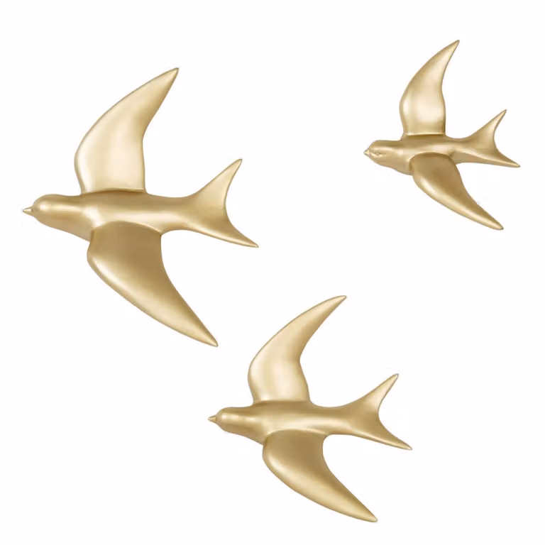 Adornos de pared de pájaros dorados de Maisons du Monde (pack de 3)