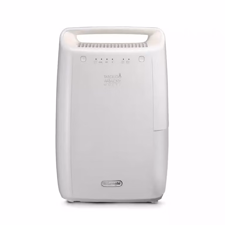Deshumidificador De'Longhi Tasciugo AriaDry DEX210SF Blanco con extracción de 10 l/día, depósito de 2.1 l y función de secado de ropa para superficies de hasta 45 m³