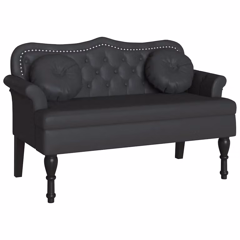 Banco Chesterfield vidaXL en negro de cuero sintético An/P/Al: 120.5 x 65 x 75 cm