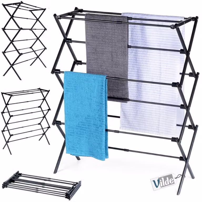 Perchero vertical extensible Vilde de metal color negro An/P/Al: 47-78 x 10 x 94 cm