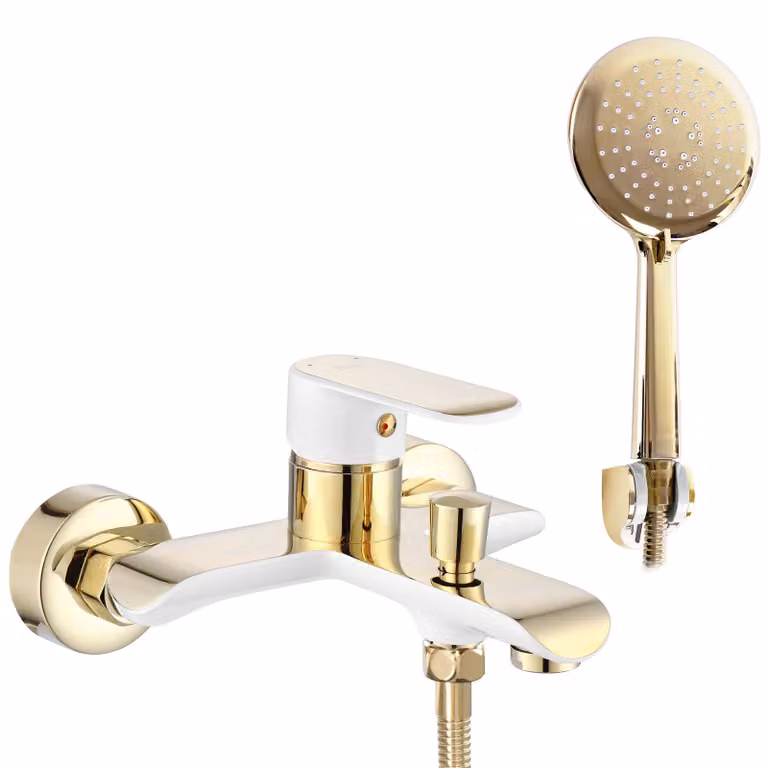 Batería de bañera Rea BLOOM de pared en color blanco y dorado