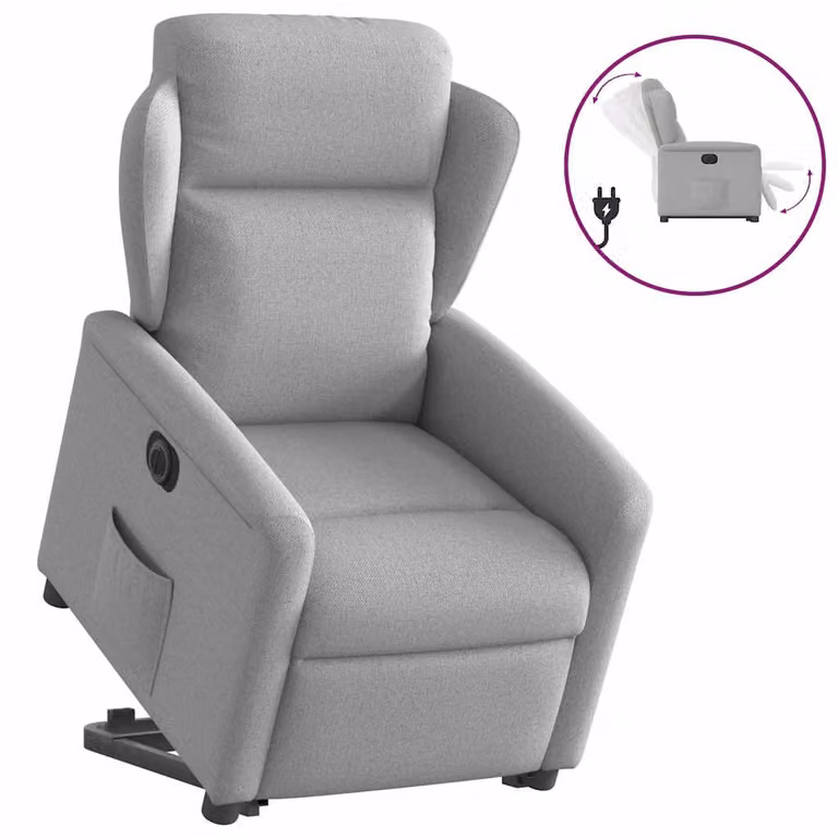 Sillón eléctrico reclinable y elevable vidaXL en tela gris nube para mayores