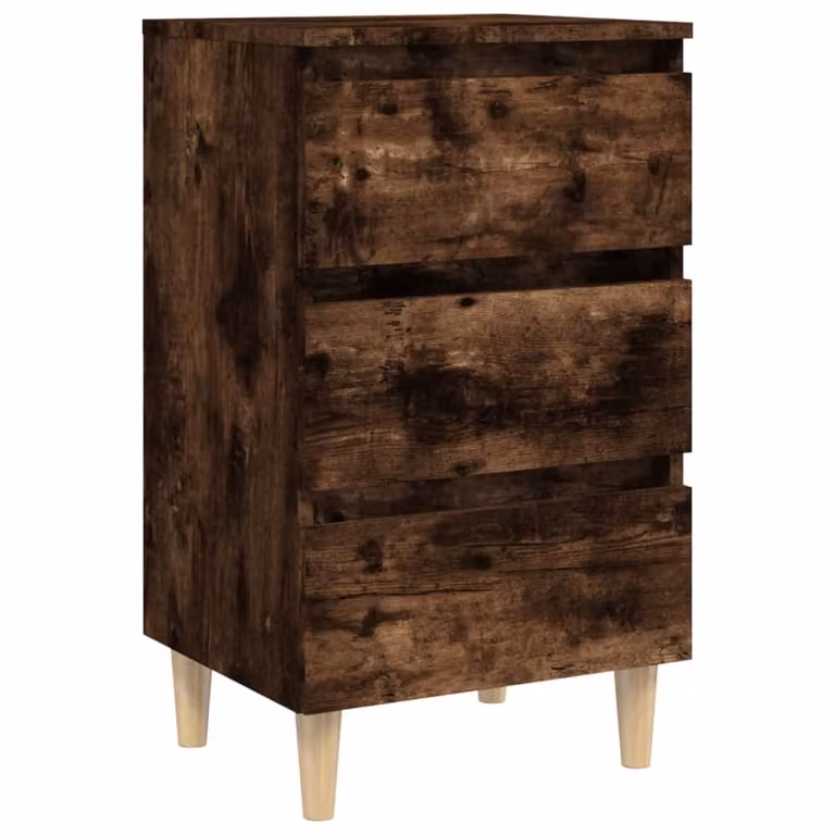 Mesita de noche Maison Chic de estilo escandinavo en color marrón con patas de madera de eucalipto An/P/Al: 40 x 35 x 69 cm
