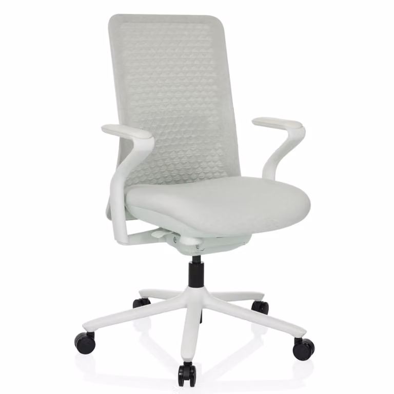 Silla ergonómica moderna hjh OFFICE en tejido de malla gris claro con altura ajustable y reposabrazos