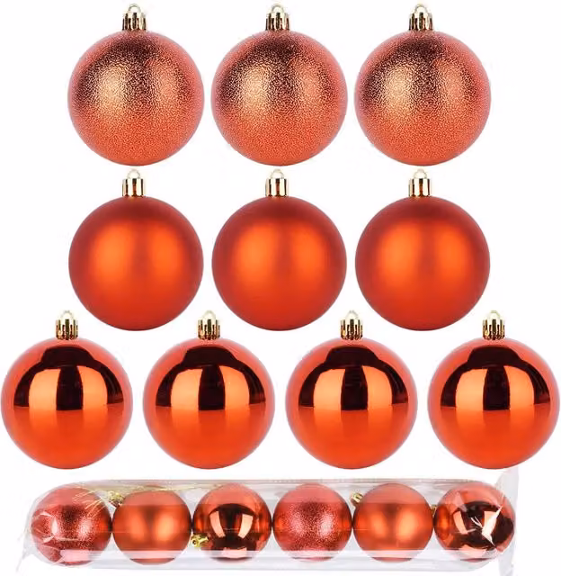 Set de 6 bolas de Navidad rojas clásicas de NORTHIX, redondas y resistentes, Diámetro: 7 cm