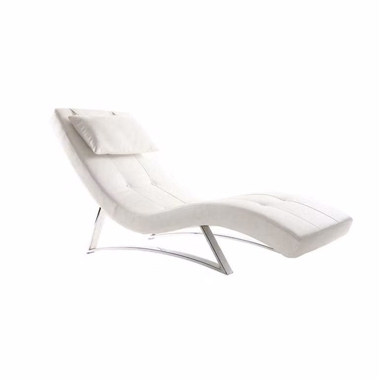 Chaise longue Miliboo Monaco de diseño moderno en color blanco y tapizado de polipiel con forma en L