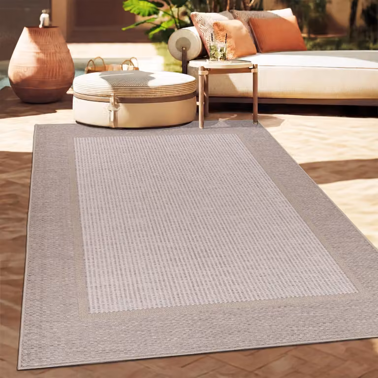 Alfombra Paco Home de estilo boho étnico para exterior e interior en color beige, tejido plano de polipropileno, An/P: 80 x 250 cm