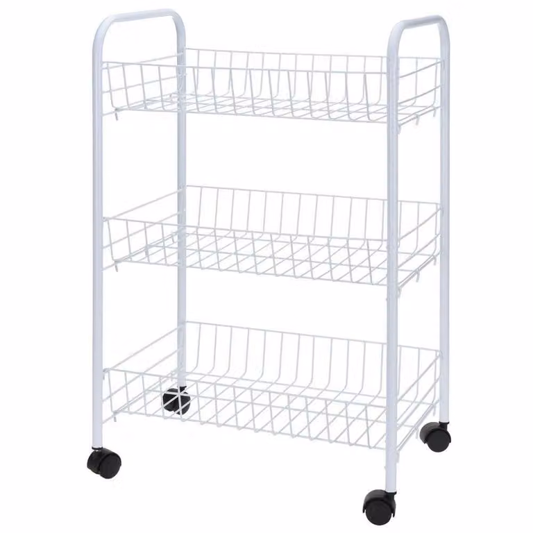 Carro organizador con ruedas Excellent Houseware en color blanco y acabado mate de metal para cocina o baño An/P/Al: 39 x 23 x 64 cm