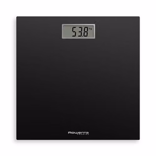 Báscula de baño digital Rowenta Premiss BS1400 con pantalla LCD en color negro y plata