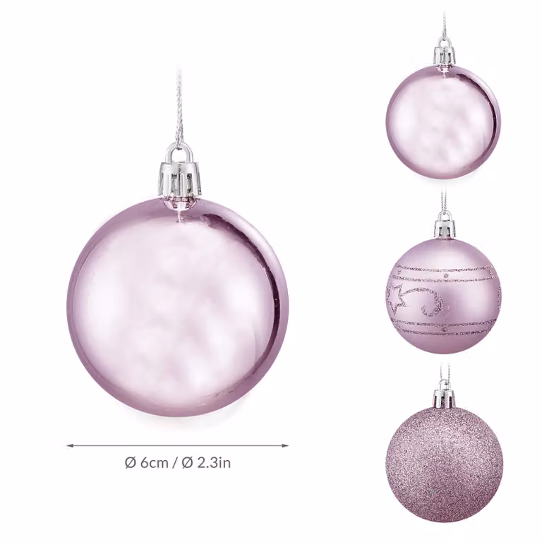 Set de 48 bolas de Navidad Casaria multicolor y rosa de plástico con un diámetro de 6 cm