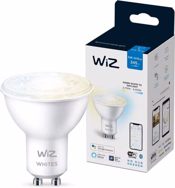 Bombilla inteligente WiZ LED regulable GU10 de 50W con WiFi y Bluetooth en color blanco