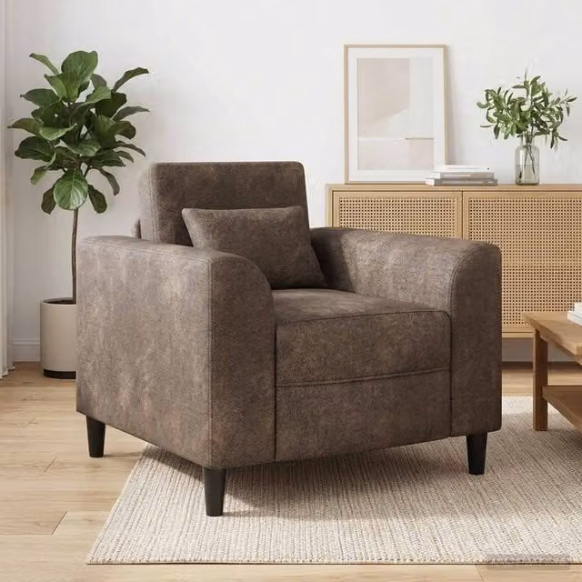 Sillón moderno vidaXL en cuero sintético de color gris oscuro con reposabrazos