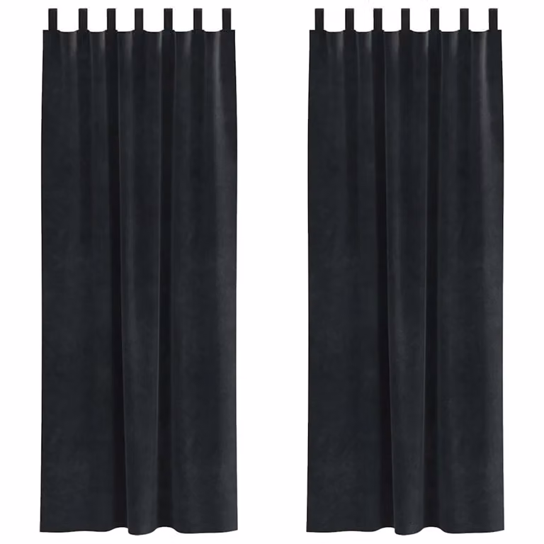 Set de 2 cortinas blackout de terciopelo vidaXL en color negro, An/Al: 140 x 245 cm