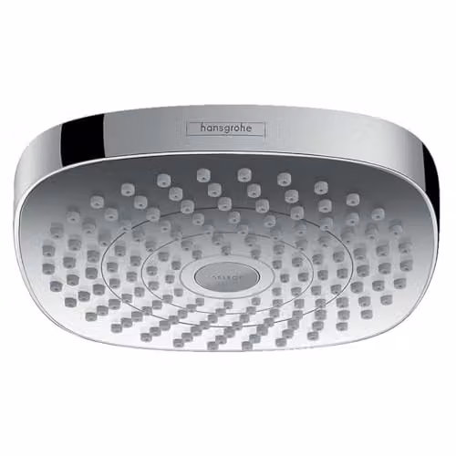 Ducha fija de techo Hansgrohe Croma Select E con 2 tipos de chorro (lluvia y masaje), acabado cromado, Diámetro: 18 cm