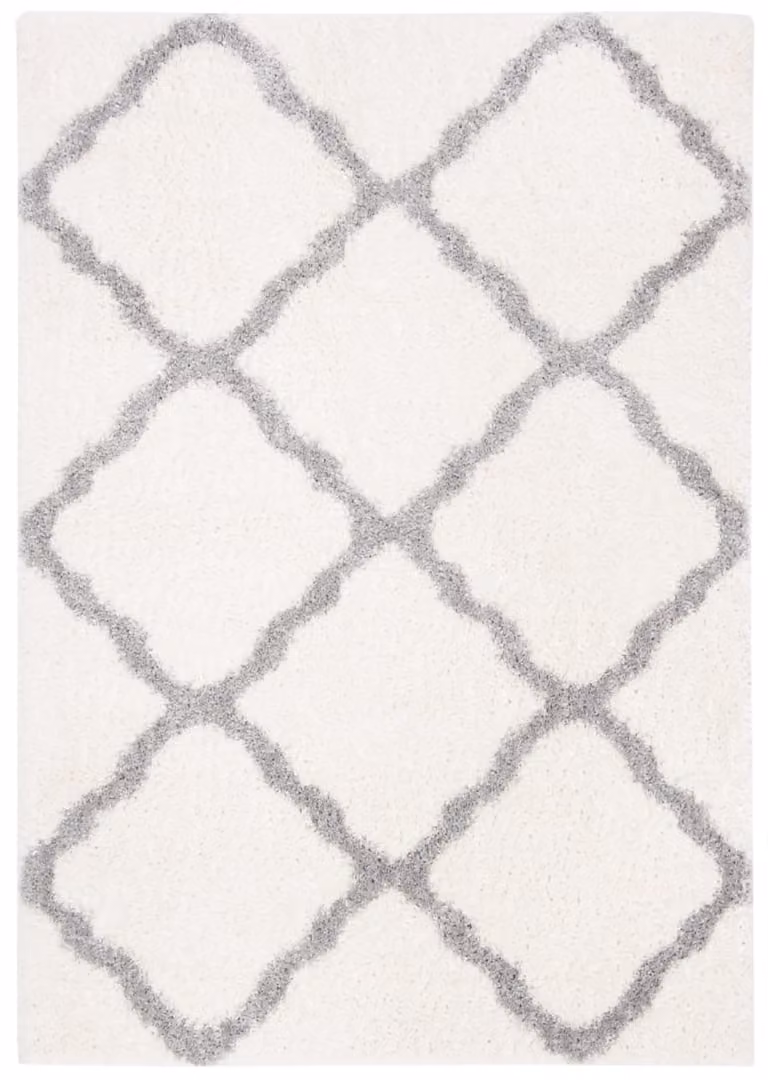 Alfombra Safavieh de estilo marroquí y diseño moderno en polipropileno, colores beige, gris y blanco, An/P: 160 x 229 cm