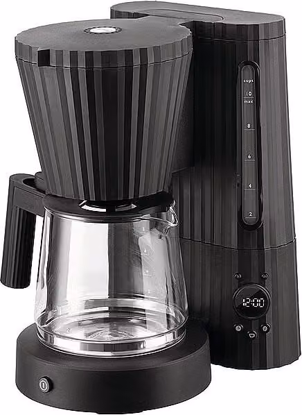 Cafetera de filtro Plisse Alessi con jarra de cristal, color negro, 1,5 l
