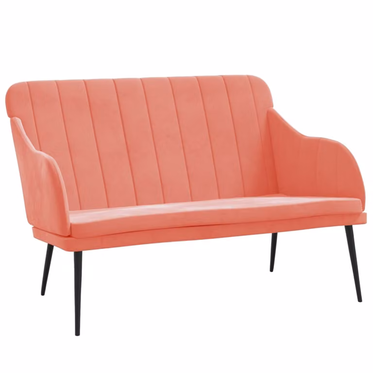 vidaXL Banco de terciopelo rosa con estructura de metal de estilo moderno An/P/Al: 110 x 76 x 80 cm