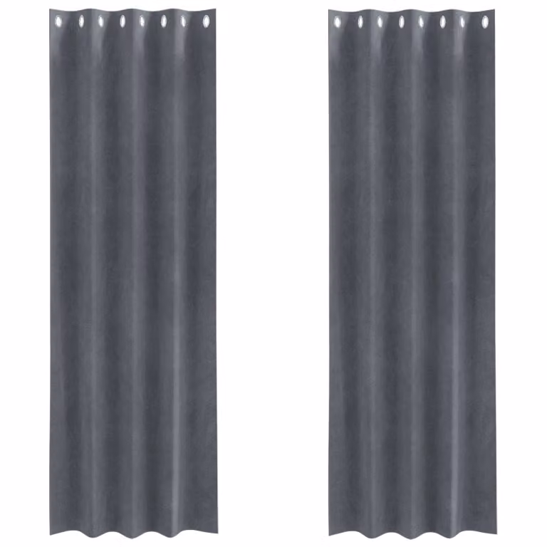 Set de 2 cortinas blackout de terciopelo vidaXL en gris, An/Al: 140 x 260 cm