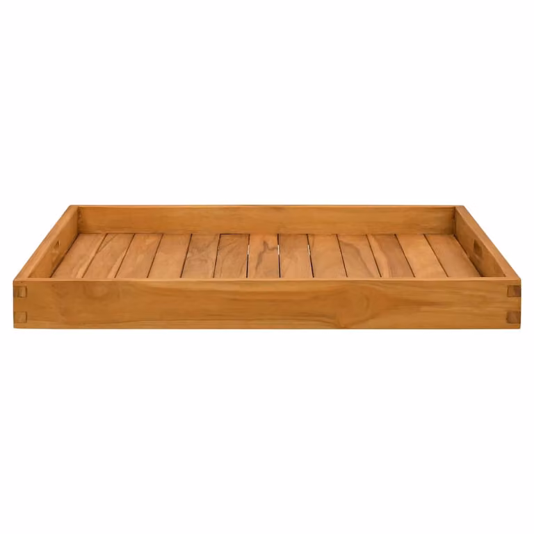 Bandeja de madera de teca maciza VIDAXL con asas, color marrón, 70 x 70 cm