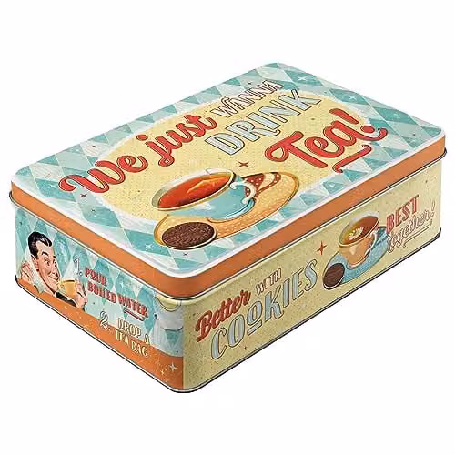Caja de almacenamiento metálica Nostalgic-Art con diseño retro Tea & Cookies, multicolor, 2,5 l