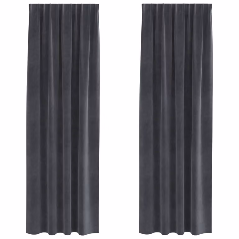 Set de 2 cortinas blackout de terciopelo vidaXL en gris, An/Al: 140 x 225 cm